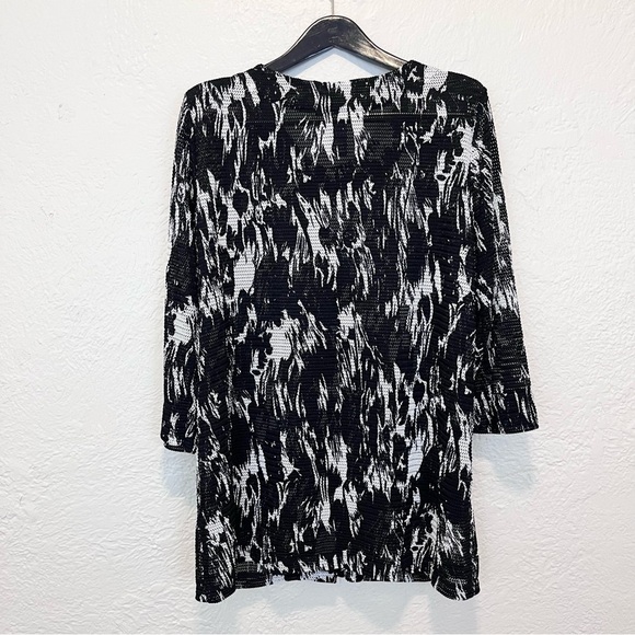 Ali Miles Medium Jacket Top Open Knit Black White Button Front M - Picture 7 of 8